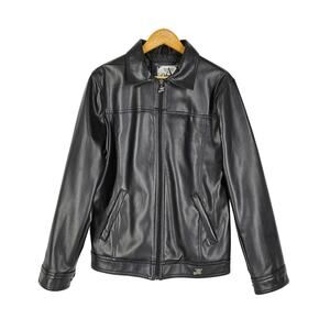 A. COLLEZIONI BLACK LEATHER JACKET – MADE IN ITALY – SIZE M – CLASSIC ZIP FRONT